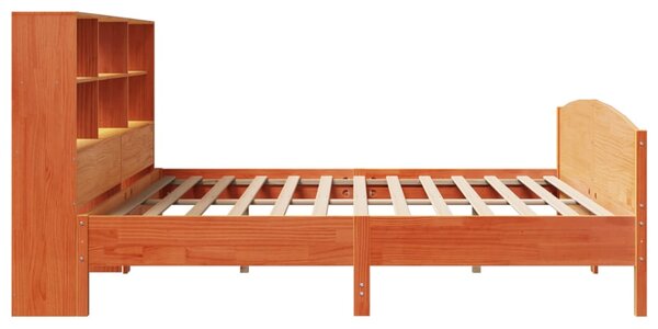 Postel s knihovnou bez matrace 200 x 200 cm masivní borovice 3323094