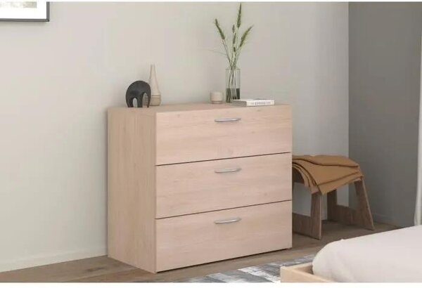 Komoda - EASY LIFE - 3 zásuvky - dub - 78,2 x 69,3 x 40,8 - PARISOT