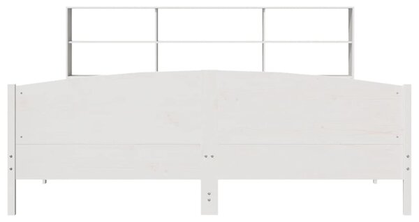 Postel s knihovnou bez matrace bílá 180x200 cm masivní borovice 3323096