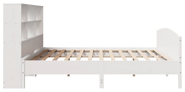 Postel s knihovnou bez matrace bílá 180x200 cm masivní borovice 3323096