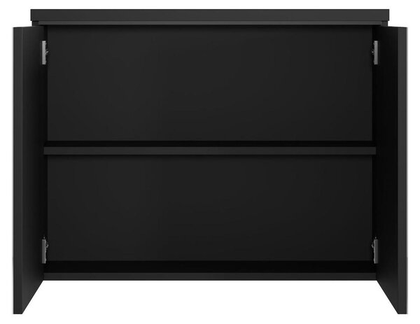 Zrcadlová skříňka do koupelny - Černá - 80 x 20 x 60 cm - Dvojité dveře - LED osvětlení