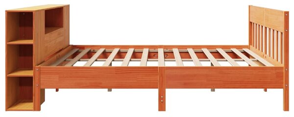 Postel s knihovnou bez matrace 200 x 200 cm masivní borovice 3323172
