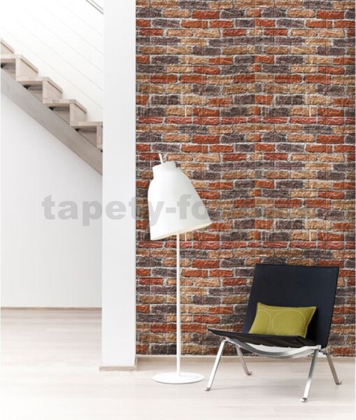 Samolepící pěnové 3D panely S12, rozměr 70 x 77 cm, cihla červeno-hnědá, IMPOLTRADE