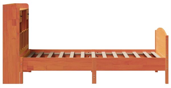 Postel s knihovnou bez matrace hnědá 75x190 cm masivní borovice 3323169