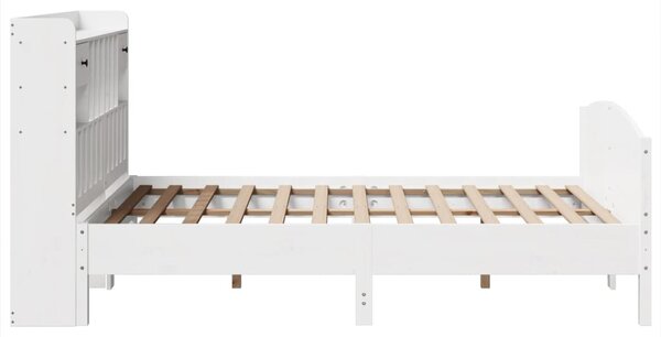 Postel s knihovnou bez matrace bílá 150x200 cm masivní borovice 3323141