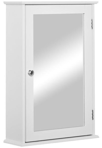 Kleankin koupelnová skříňka s zrcadlem - moderní koupelnový nábytek s 1 úložnou policí 41x14x60 cm Bílá | Aosom