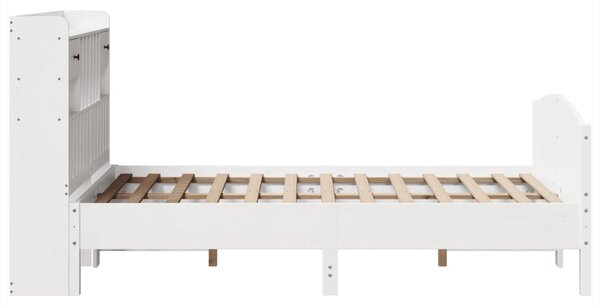 Postel s knihovnou bez matrace bílá 135x190 cm masivní borovice 3323153