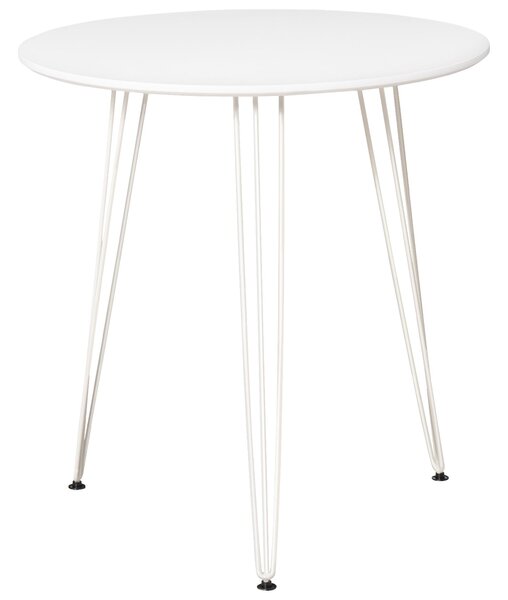 Kulatý jídelní stůl HOMCOM s moderním nordickým stylem a kovovými nohami ve tvaru vlasů do kuchyně, obývacího pokoje, kavárny a baru Ø70x75 cm Bílý |