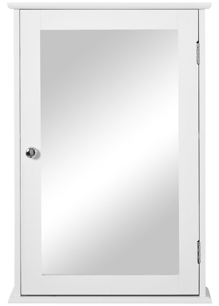 Kleankin koupelnová skříňka s zrcadlem - moderní koupelnový nábytek s 1 úložnou policí 41x14x60 cm Bílá | Aosom