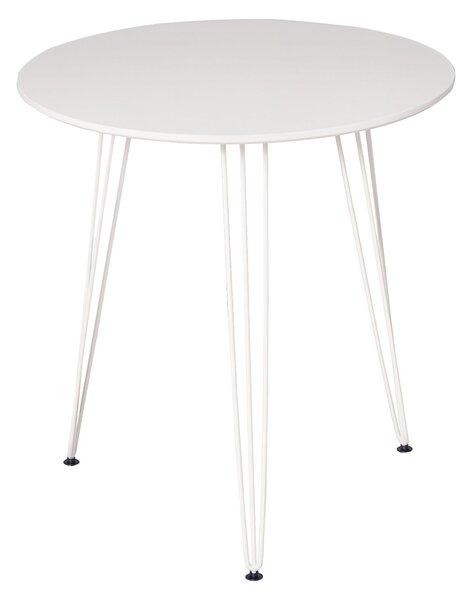 Kulatý jídelní stůl HOMCOM s moderním nordickým stylem a kovovými nohami ve tvaru vlasů do kuchyně, obývacího pokoje, kavárny a baru Ø70x75 cm Bílý |