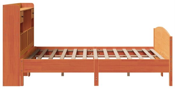 Postel s knihovnou bez matrace 160 x 200 cm masivní borovice 3323139