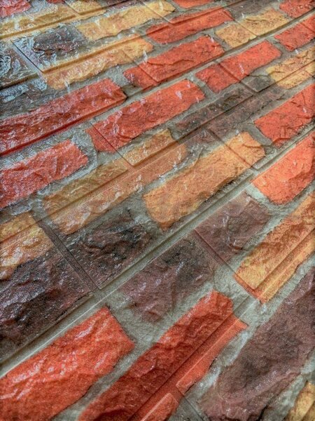 Samolepící pěnové 3D panely S12, rozměr 70 x 77 cm, cihla červeno-hnědá, IMPOLTRADE
