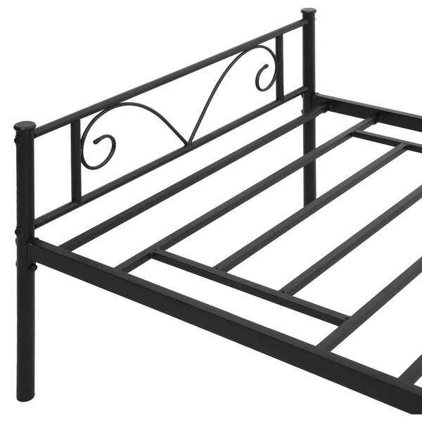 HOMCOM Jednolůžková kovová postel 31 cm pro matraci 90x190 cm s hlavovým čelem ve tvaru motýla a úložným prostorem pod postelí 95x196x100 cm Černá | A