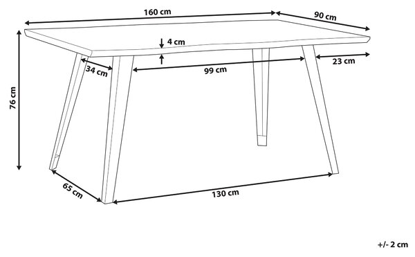 Jídelní stůl WITNEY Tmavě hnědá 160 cm 90 cm