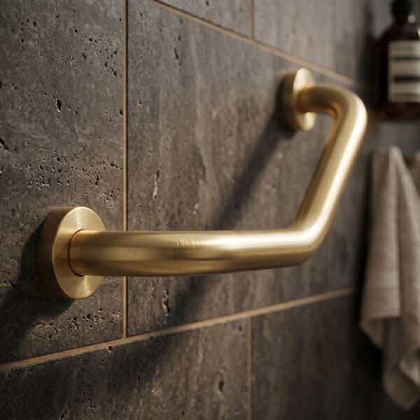 Koupelnové úhlové madlo BRUSH GOLD