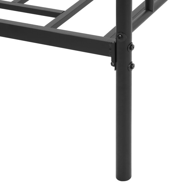 HOMCOM Jednolůžkový kovový rám postele 31 cm pro matraci 90x190 cm s čelním panelem ve tvaru srdce a úložným prostorem 95x196x100 cm Černý | Aosom