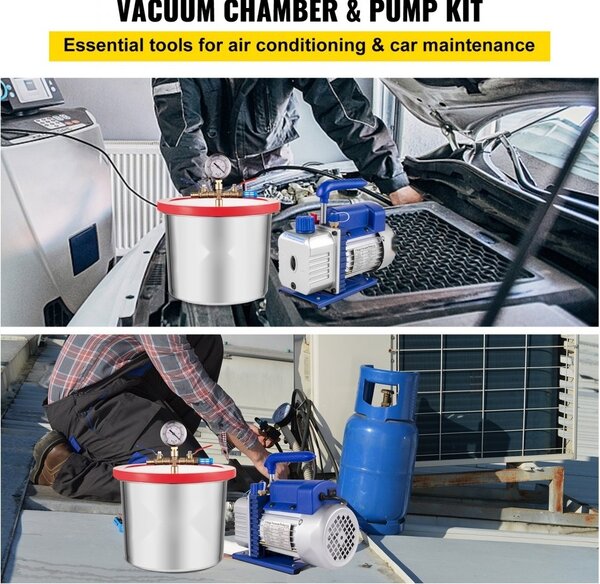 Vakuová pumpa 2 Gallonen - Vakuumkammer 4CFM 1/3HP - Průmyslová vakuová pumpa - Vakuumpumpa pro domácnost - Hochleistungs Vakuumerzeuger