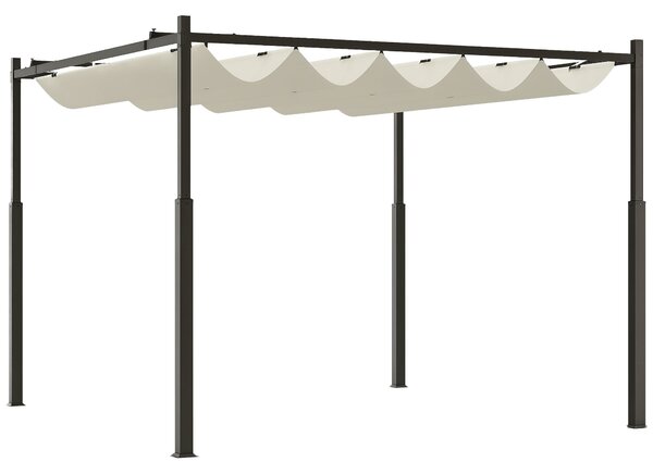 Outsunny Pergola Garáž 3x3 m s voděodolnou skládací střechou, Pergola pro zahradní terasu, balkon, verandu, patio, bazén, venkovní použití, kovová kon