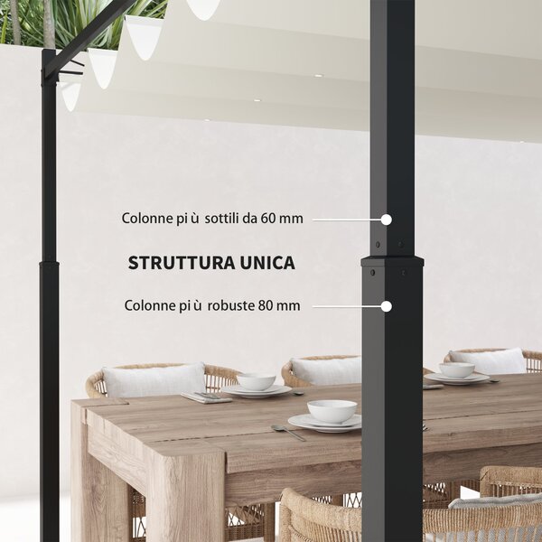 Outsunny Pergola Garáž 3x3 m s voděodolnou skládací střechou, Pergola pro zahradní terasu, balkon, verandu, patio, bazén, venkovní použití, kovová kon