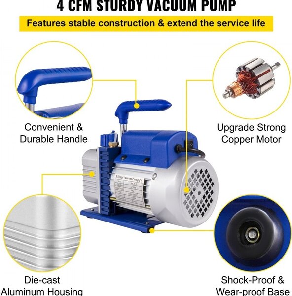 Vakuová pumpa 2 Gallonen - Vakuumkammer 4CFM 1/3HP - Průmyslová vakuová pumpa - Vakuumpumpa pro domácnost - Hochleistungs Vakuumerzeuger