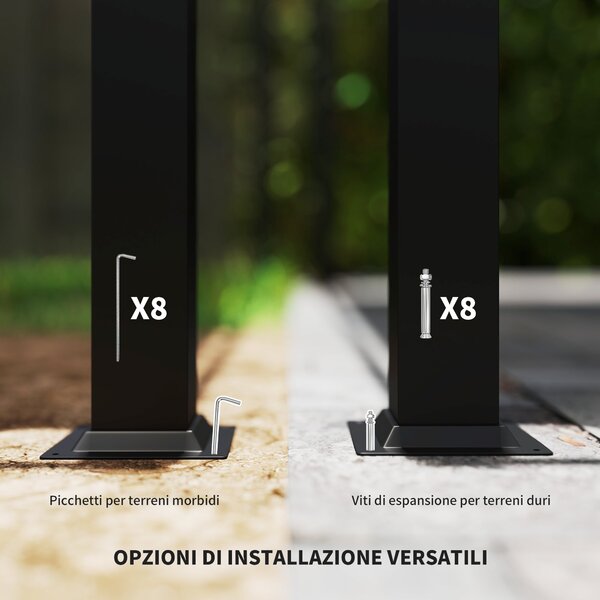 Outsunny Pergola Garáž 3x3 m s voděodolnou skládací střechou, Pergola pro zahradní terasu, balkon, verandu, patio, bazén, venkovní použití, kovová kon