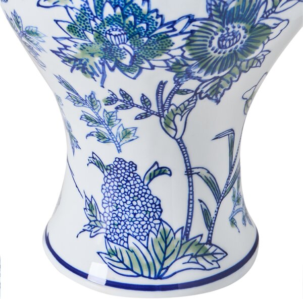 Váza na květiny BERGA Porcelán 36 cm Bílá/Modrá