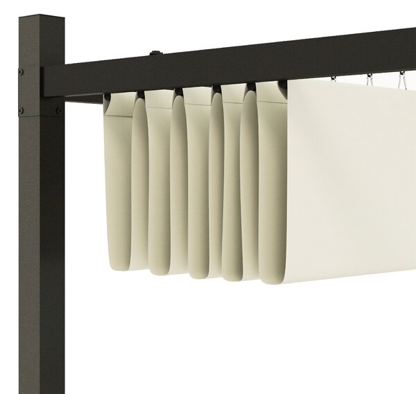 Outsunny Pergola Garáž 3x3 m s voděodolnou skládací střechou, Pergola pro zahradní terasu, balkon, verandu, patio, bazén, venkovní použití, kovová kon