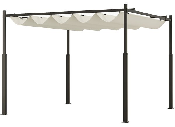 Outsunny Pergola Garáž 3x3 m s voděodolnou skládací střechou, Pergola pro zahradní terasu, balkon, verandu, patio, bazén, venkovní použití, kovová kon