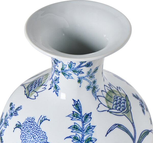 Váza na květiny BERGA Porcelán 36 cm Bílá/Modrá