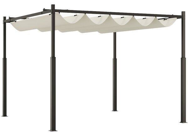 Outsunny Pergola Garáž 3x3 m s voděodolnou skládací střechou, Pergola pro zahradní terasu, balkon, verandu, patio, bazén, venkovní použití, kovová kon