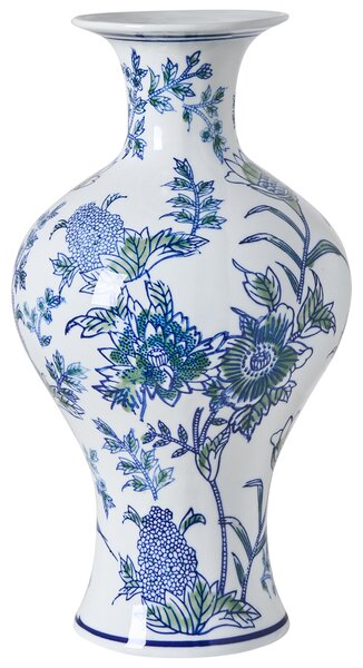 Váza na květiny BERGA Porcelán 36 cm Bílá/Modrá