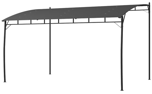 Zahradní pergola Outsunny s 12 odvodňovacími otvory, kovová konstrukce s polyesterovou střechou, 8 rozšiřovacími šrouby a 8 kotvami do země, 400x296x2