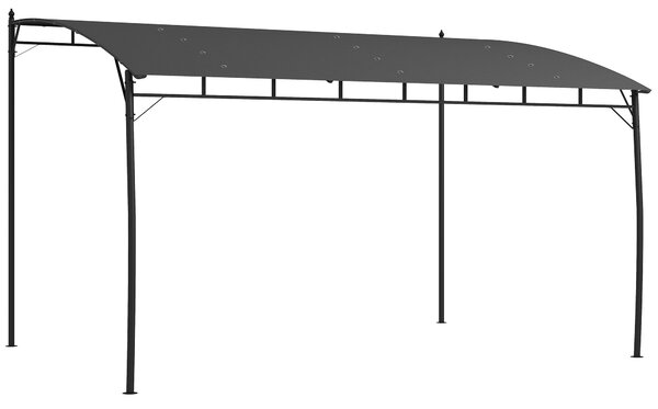 Zahradní pergola Outsunny s 12 odvodňovacími otvory, kovová konstrukce s polyesterovou střechou, 8 rozšiřovacími šrouby a 8 kotvami do země, 400x296x2