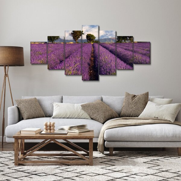 Obraz - Levandulové pole a hory (210x100 cm)