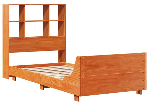 Postel bez matrace voskově hnědá 100 x 200 cm masivní borovice 3323697