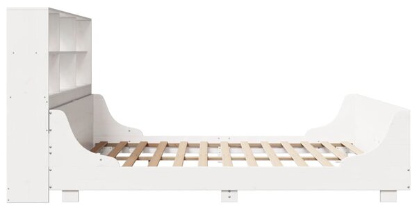 Postel s knihovnou bez matrace bílá 180 x 200 cm masivní dřevo 3323798