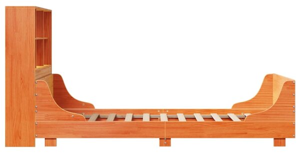 Postel s knihovnou bez matrace hnědá 100 x 200 cm masivní dřevo 3323814