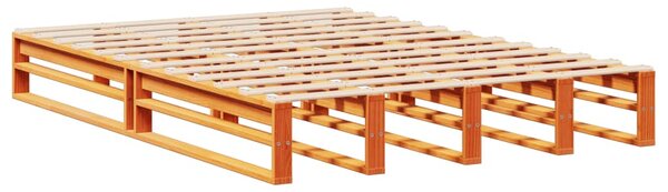Postel s knihovnou bez matrace hnědá 135 x 190 cm masivní dřevo 3323895