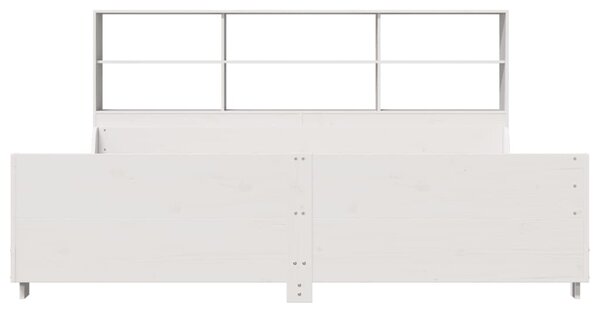 Postel s knihovnou bez matrace bílá 180 x 200 cm masivní dřevo 3323798