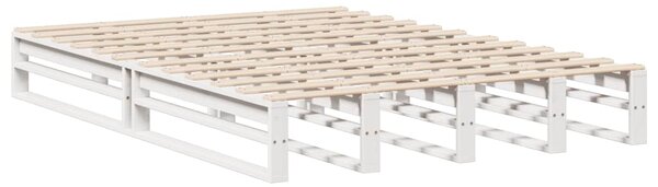 Postel s knihovnou bez matrace bílá 150 x 200 cm masivní dřevo 3323879