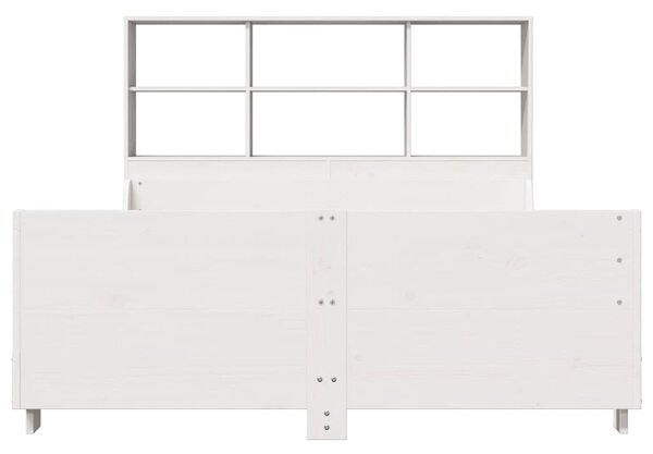 Postel s knihovnou bez matrace bílá 160 x 200 cm masivní dřevo 3323801