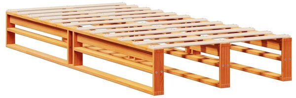 Postel s knihovnou bez matrace hnědá 100 x 200 cm masivní dřevo 3323916