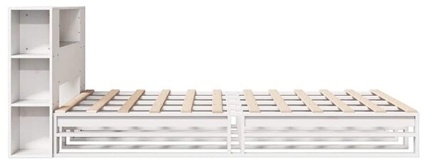 Postel s knihovnou bez matrace bílá 150 x 200 cm masivní dřevo 3323879