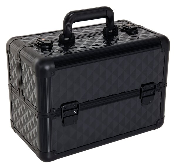 HOMCOM Kosmetický Organizér na Make-up Profesionální Krásy Box Přenosný 4 Úrovně 35,5x20x25,5cm Hliník | Aosom
