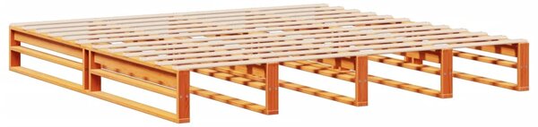 Postel s knihovnou bez matrace hnědá 180 x 200 cm masivní dřevo 3323931