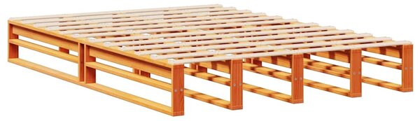 Postel s knihovnou bez matrace hnědá 140 x 200 cm masivní dřevo 3323922