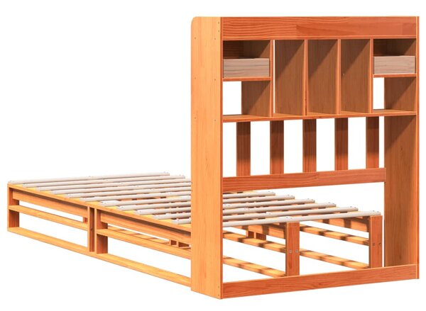 Postel s knihovnou bez matrace hnědá 75x190 cm masivní borovice 3323976