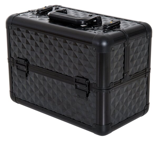 HOMCOM Kosmetický Organizér na Make-up Profesionální Krásy Box Přenosný 4 Úrovně 35,5x20x25,5cm Hliník | Aosom