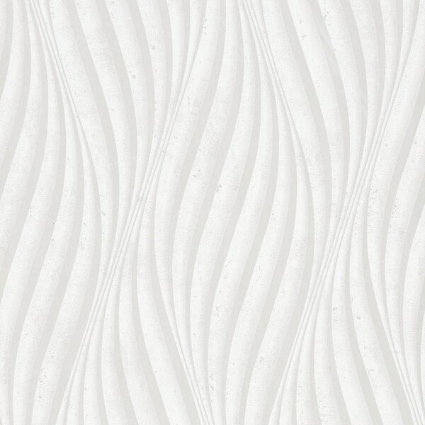 Vliesové tapety na zeď City Glow 34258, rozměr 10,05 m x 0,53 m, vlnovky metalicky bílé na bílém podkladu, MARBURG
