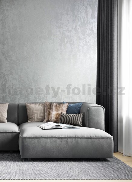 Vliesové tapety na zeď City Glow 34275, rozměr 10,05 m x 0,53 m, benátský štuk stříbrná, MARBURG